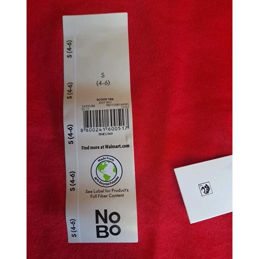 NWT NOBO No‎ Boundaries Just Red Short Sleeve T-Shirt Women's Juniors Small 4-6